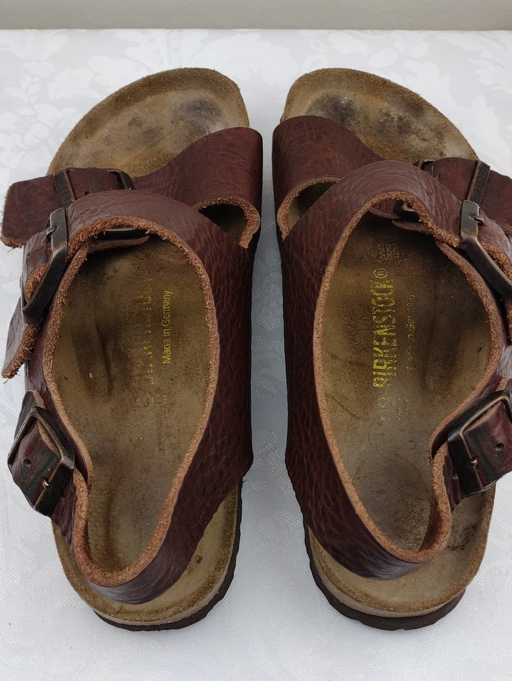 Birkenstock Milano Brown Leather Round Toe Adjustable Straps Slingback Sandals